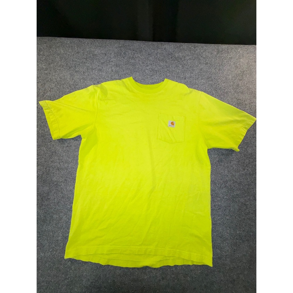 Carhartt K87 Mens Neon Yellow Pocket T-Shirt Original Fit Large Tall L Tall